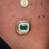 Yellow Gold Emerald and Diamond Pendant Necklace