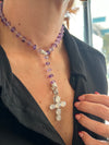 Amethyst Rosary Style Necklace