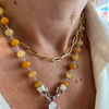 Yellow Jade Rosary Style Necklace