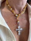 Yellow Jade Rosary Style Necklace