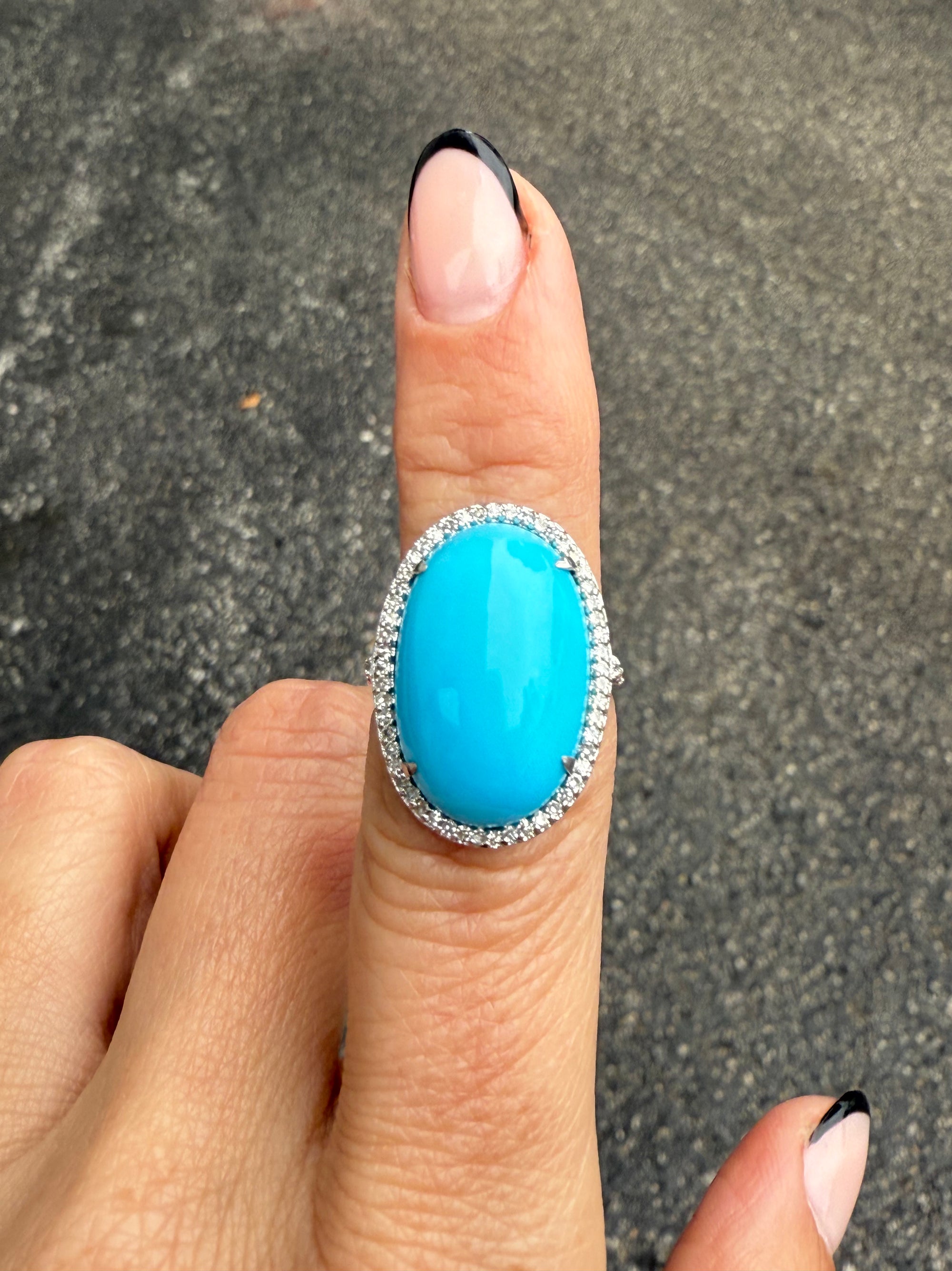 Oval Turquoise and Diamond Ring