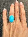 Oval Turquoise and Diamond Ring