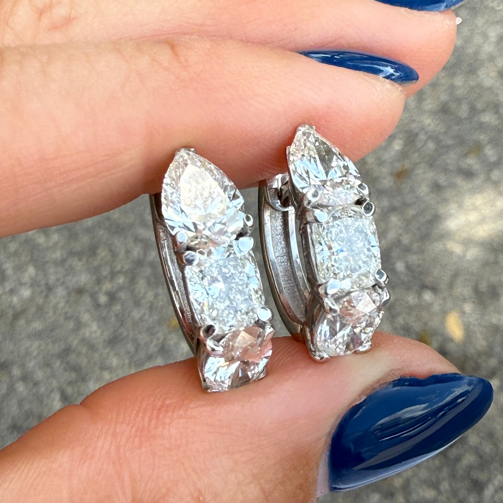 Luxe Lab Diamond Huggies – Pear, Cushion & Oval (6.81 CTW)