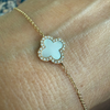 14K Gold Clover Bracelet with Mother of Pearl &amp; Diamonds