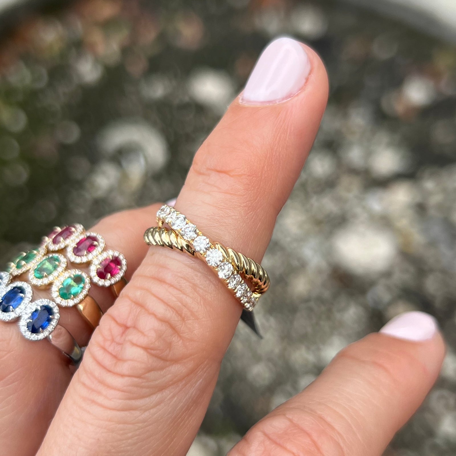 Crossover Rope Diamond Ring