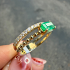 Emerald and diamond stacking ring in 14K yellow gold, two-in-one design by Santayana Jewelers Miami