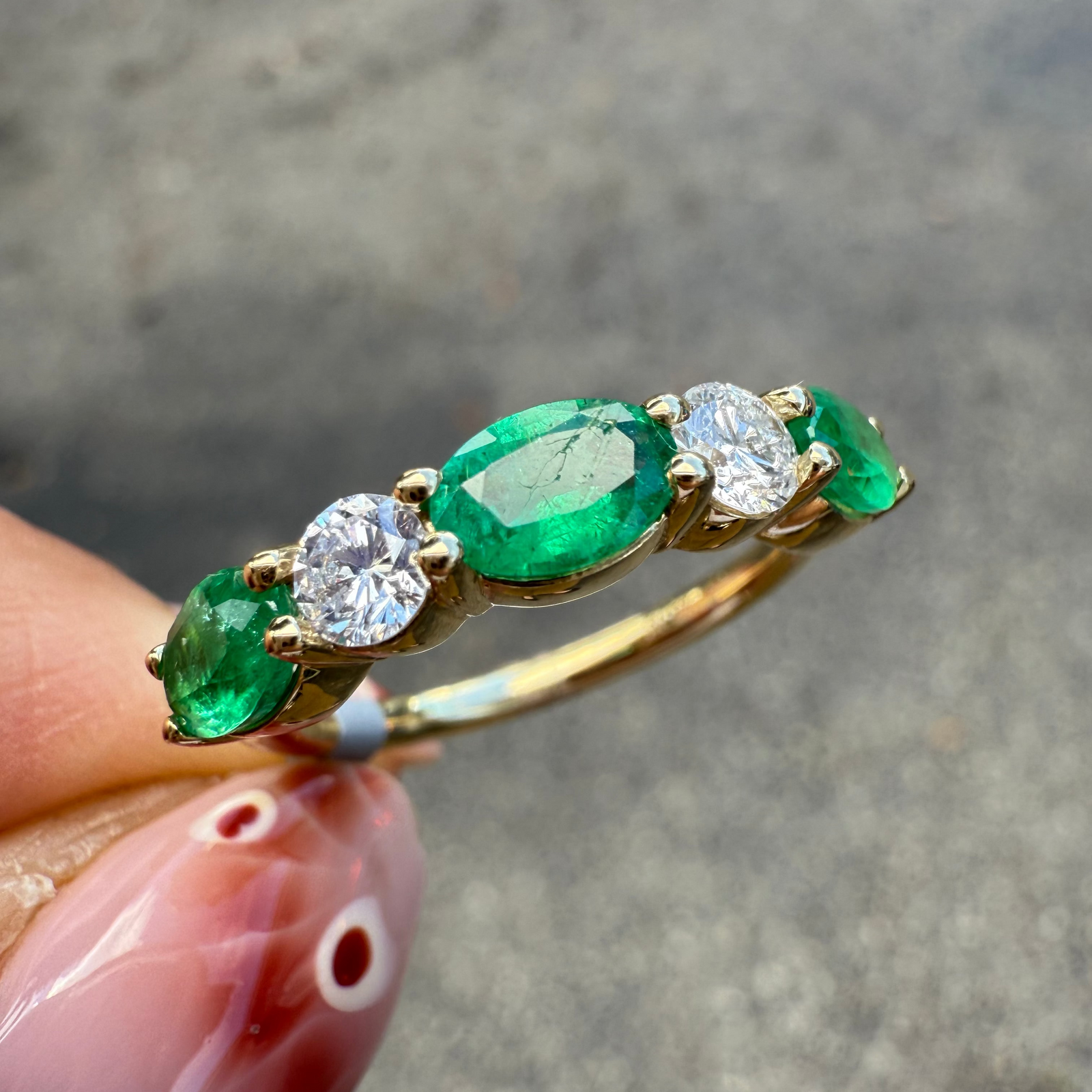 Emerald & Diamond Ring in 14K Yellow Gold