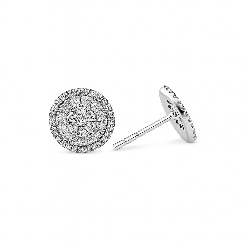 Pave Diamond Circle Earrings 14K