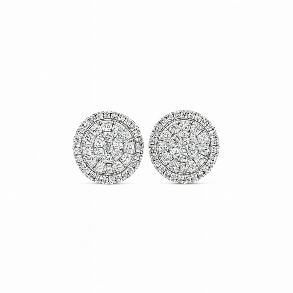 Pave Diamond Circle Earrings 14K