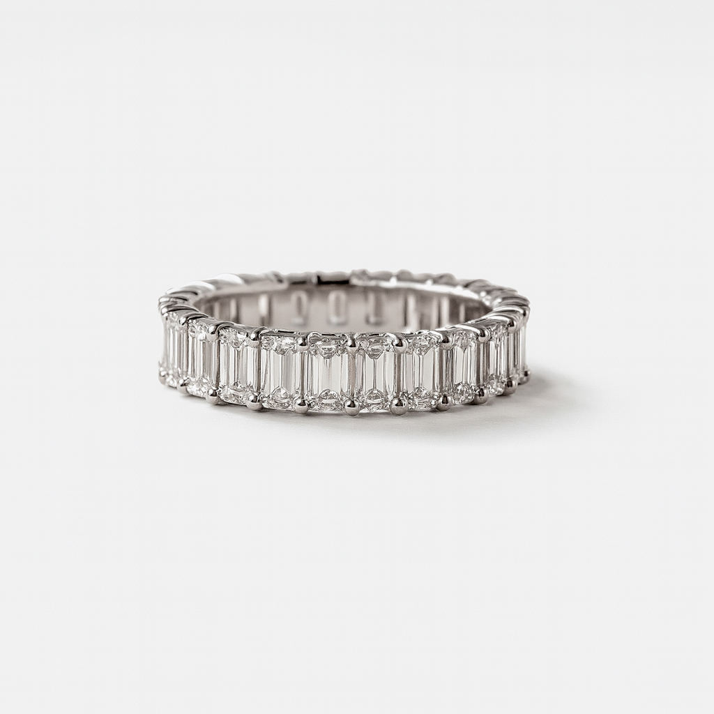 Emerald Cut Diamond Scalloped Eternity Band