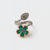 Emerald Clover & Diamond Ring in 18K Gold
