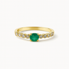 Dainty Emerald &amp; Diamond Ring in 14K Yellow Gold