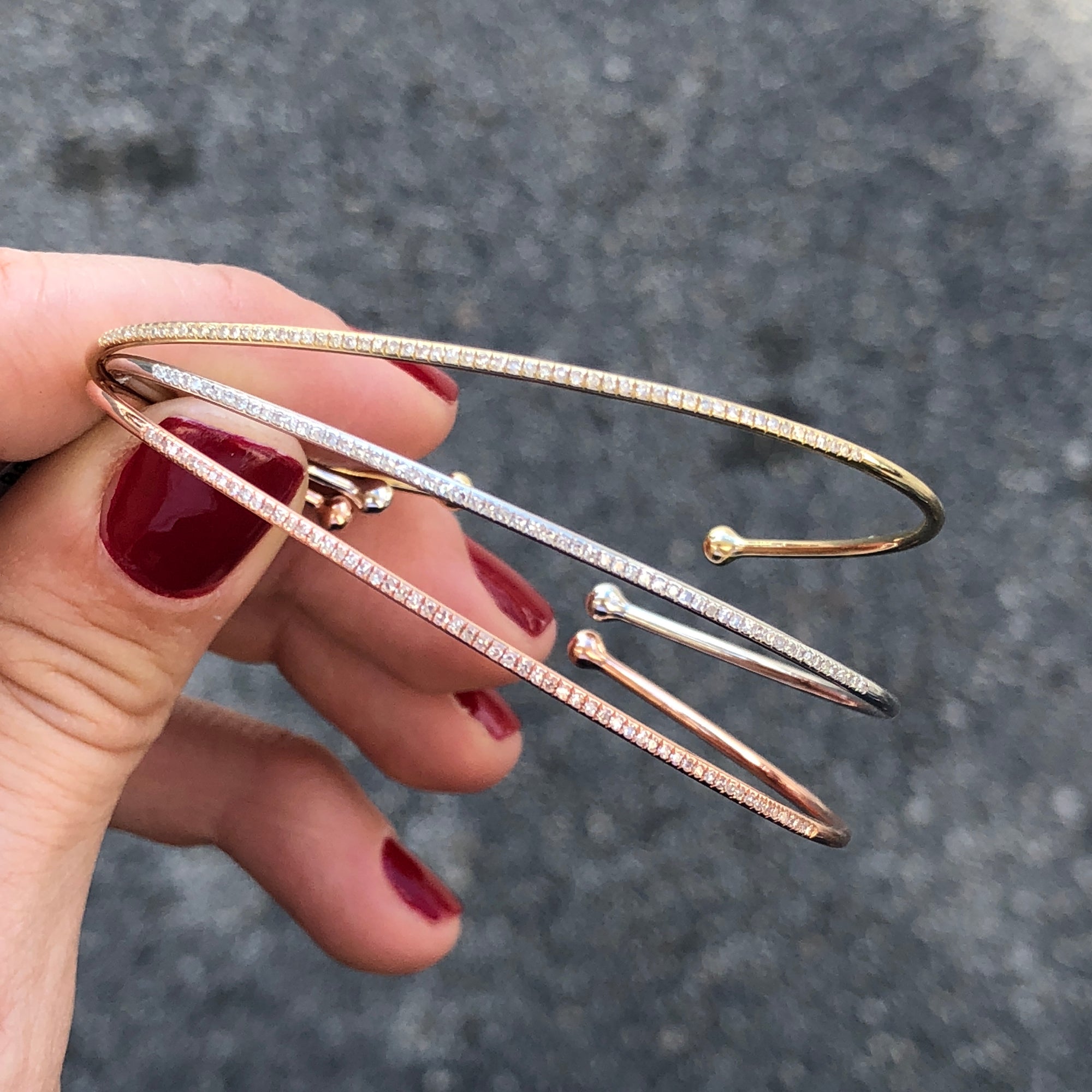 Thin Diamond Bangle Bracelet