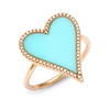 14k Yellow Gold Turquoise Heart Ring