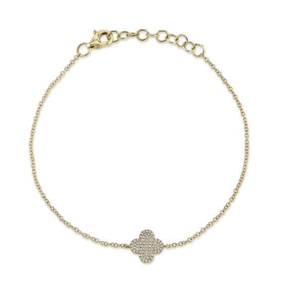 Andreoli Onyx Diamond 18 Karat White Gold Clover Bracelet For Sale at  1stDibs | house of carats clover bracelet
