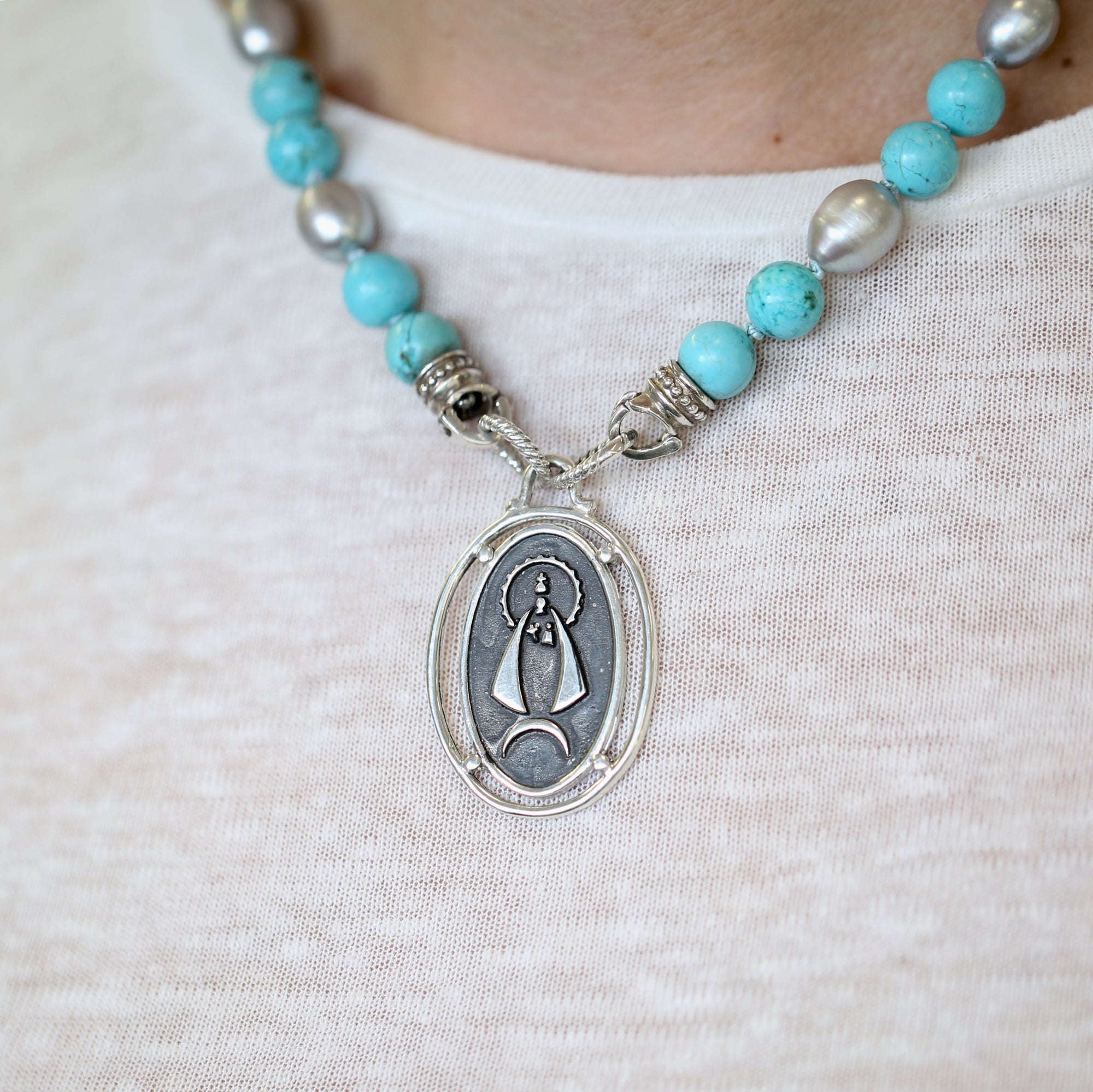 Oval Caridad del Cobre Pendant