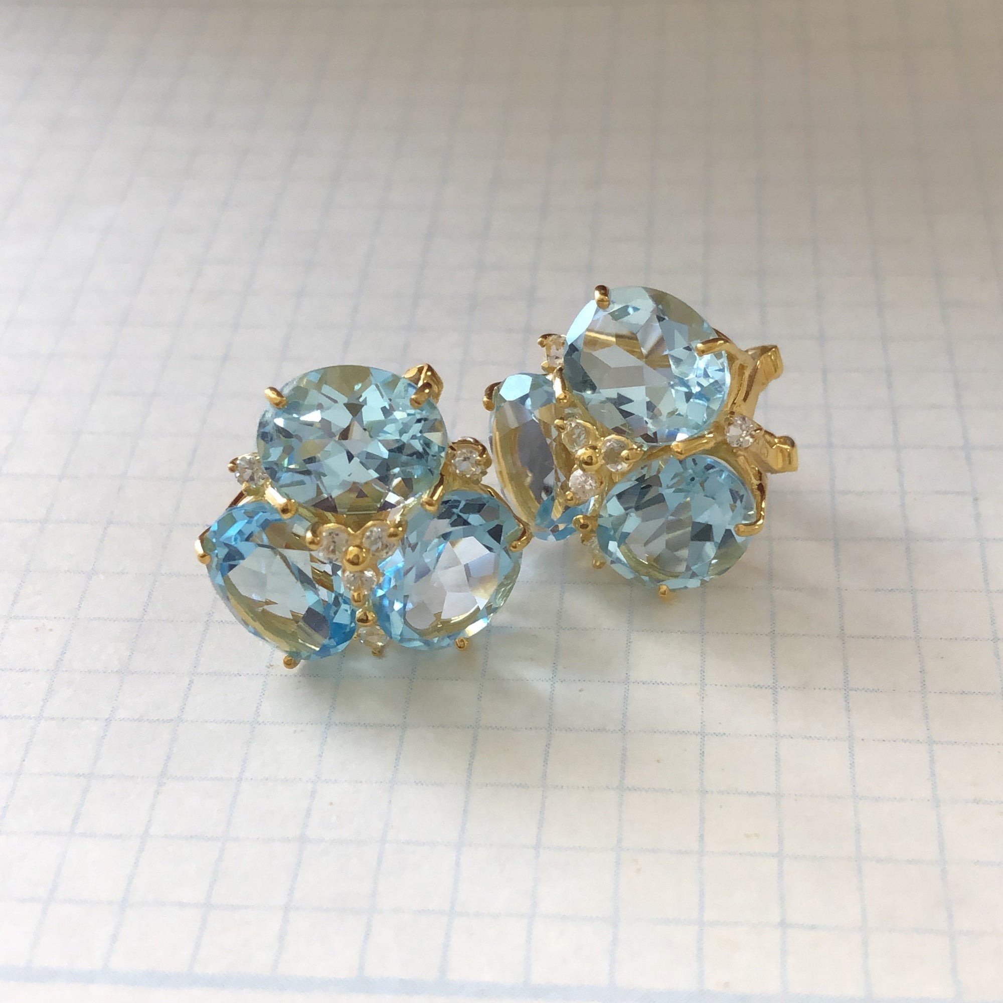 Blue Topaz Cluster Earrings