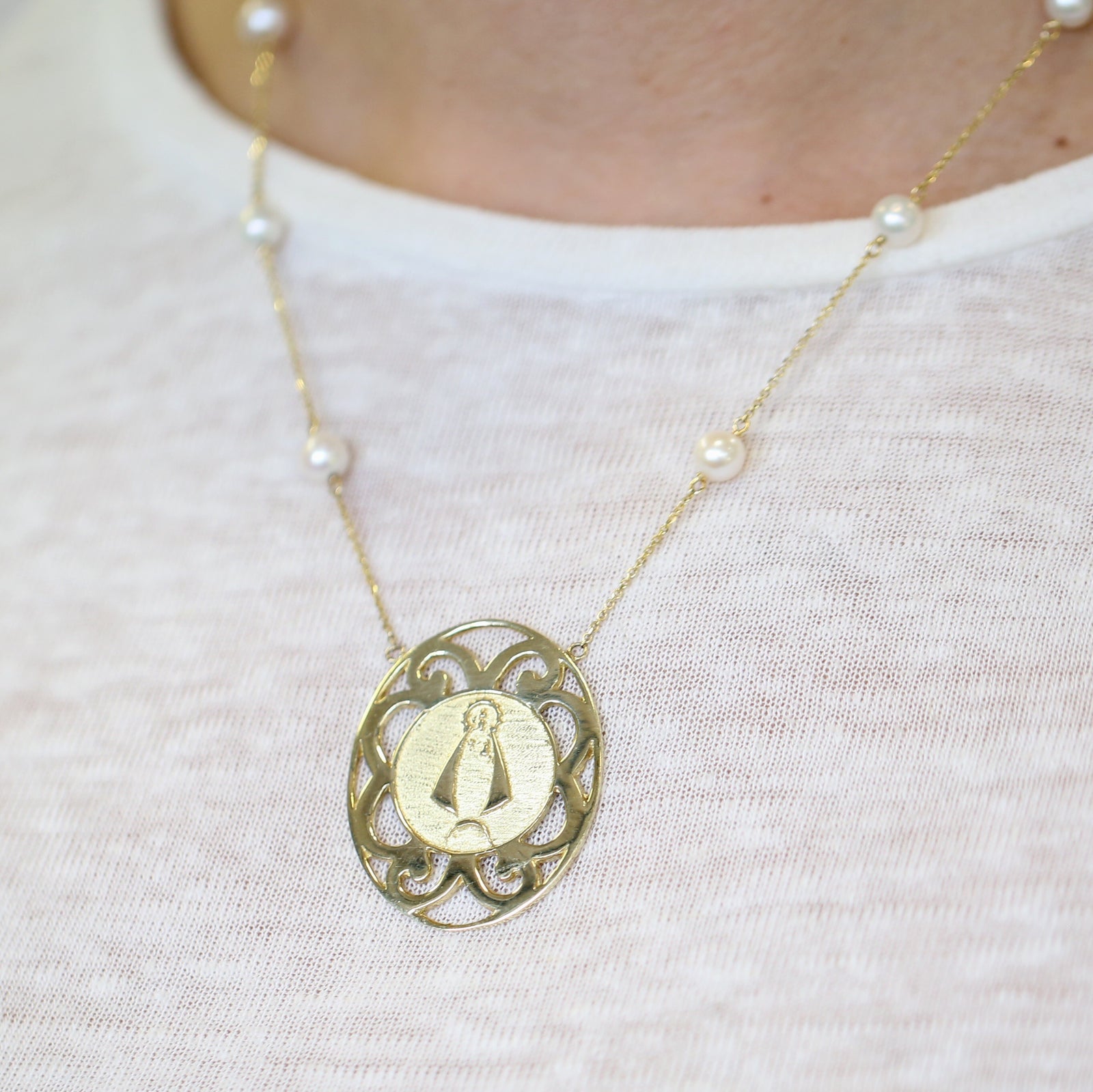 14K Yellow Gold Caridad del Cobre Necklace