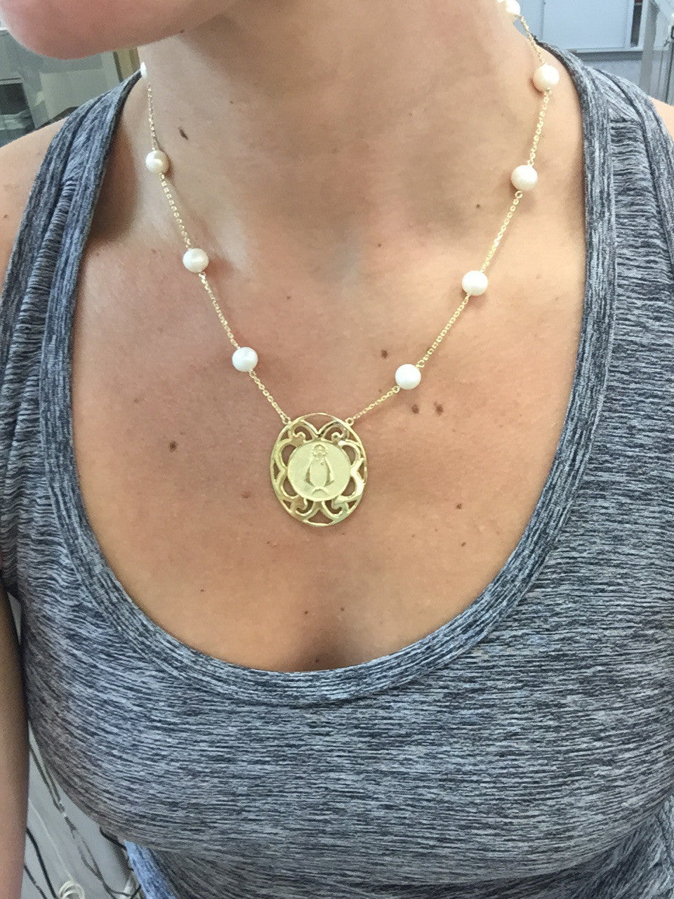 14K Yellow Gold Caridad del Cobre Necklace