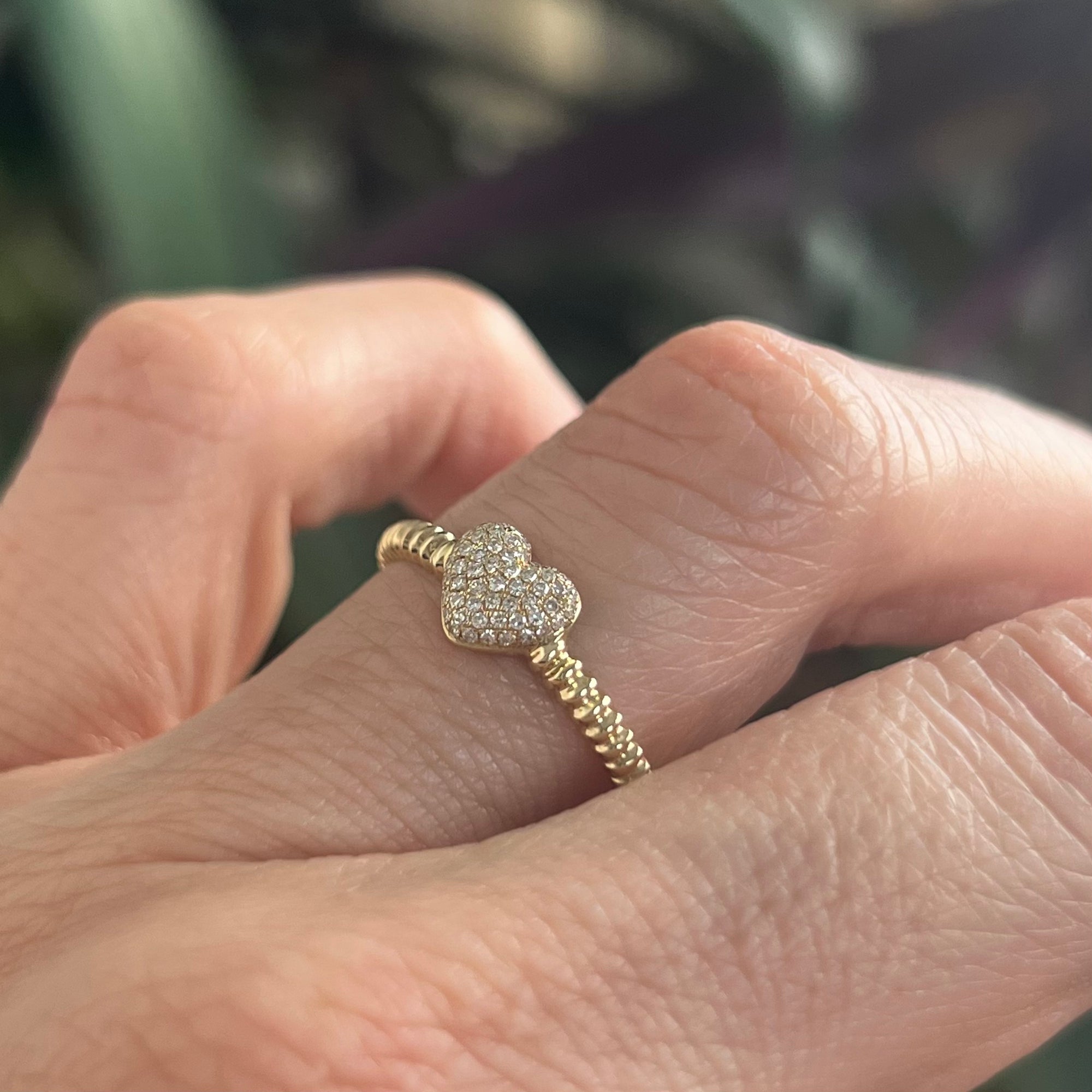 Diamond Heart Rope Ring