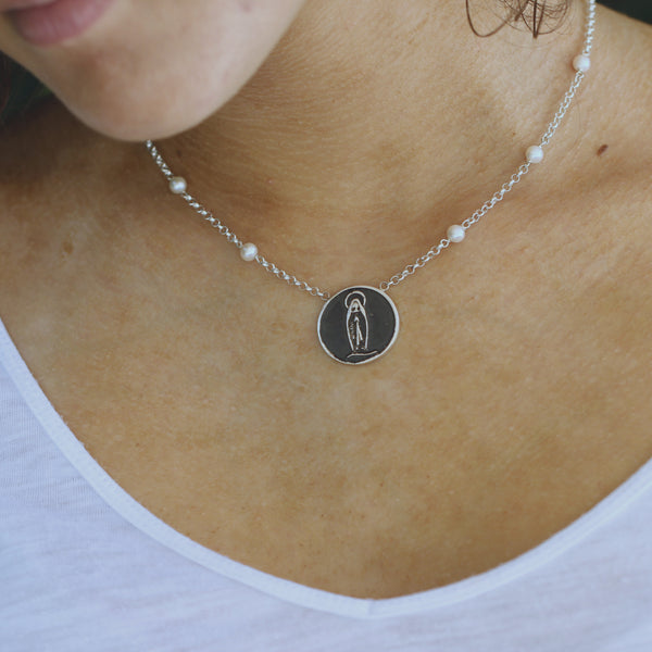 Our Lady of Lourdes Medal Necklace (Large) - Santayana