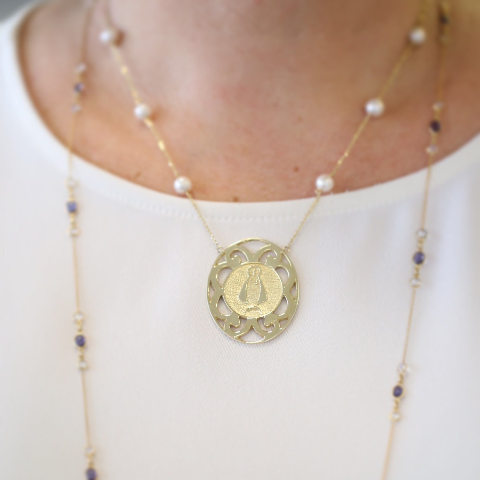 14K Yellow Gold Caridad del Cobre Necklace