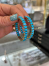 Yellow Gold 2&quot; Turquoise Hoop Earrings