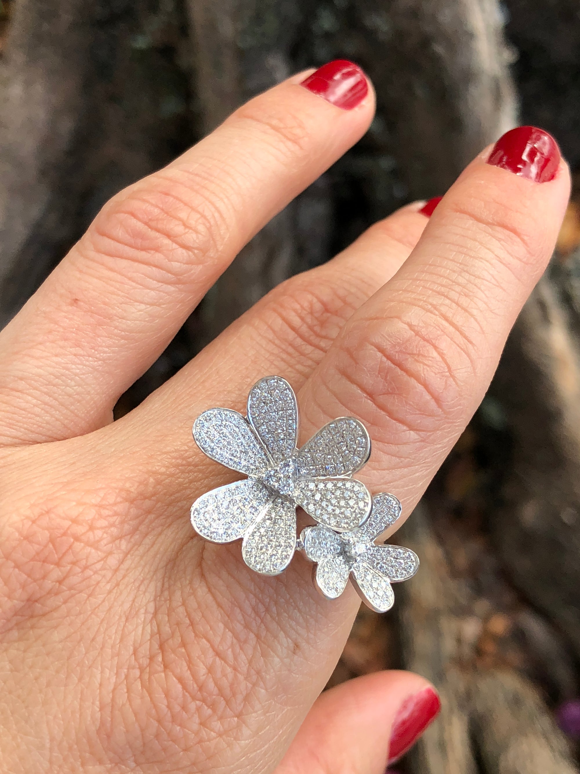 Diamond Flower Clover Ring