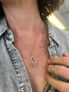 Pink Sapphire, Rose Quartz and Diamond Pendant Necklace