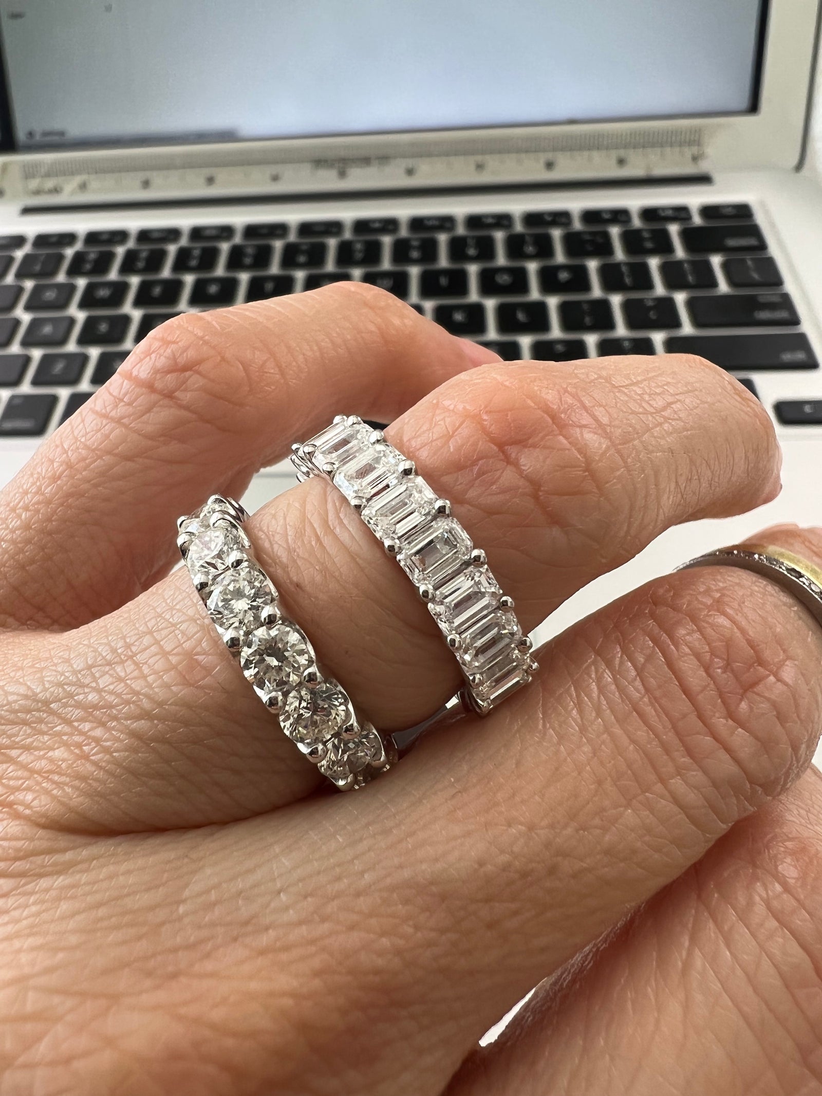 Emerald Cut Diamond Scalloped Eternity Band