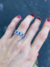 Oval Sapphire and Diamond Band Ring on Platinum