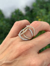 Tricolor Wide Diamond Band Ring