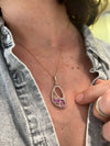 Pink Sapphire, Rose Quartz and Diamond Pendant Necklace