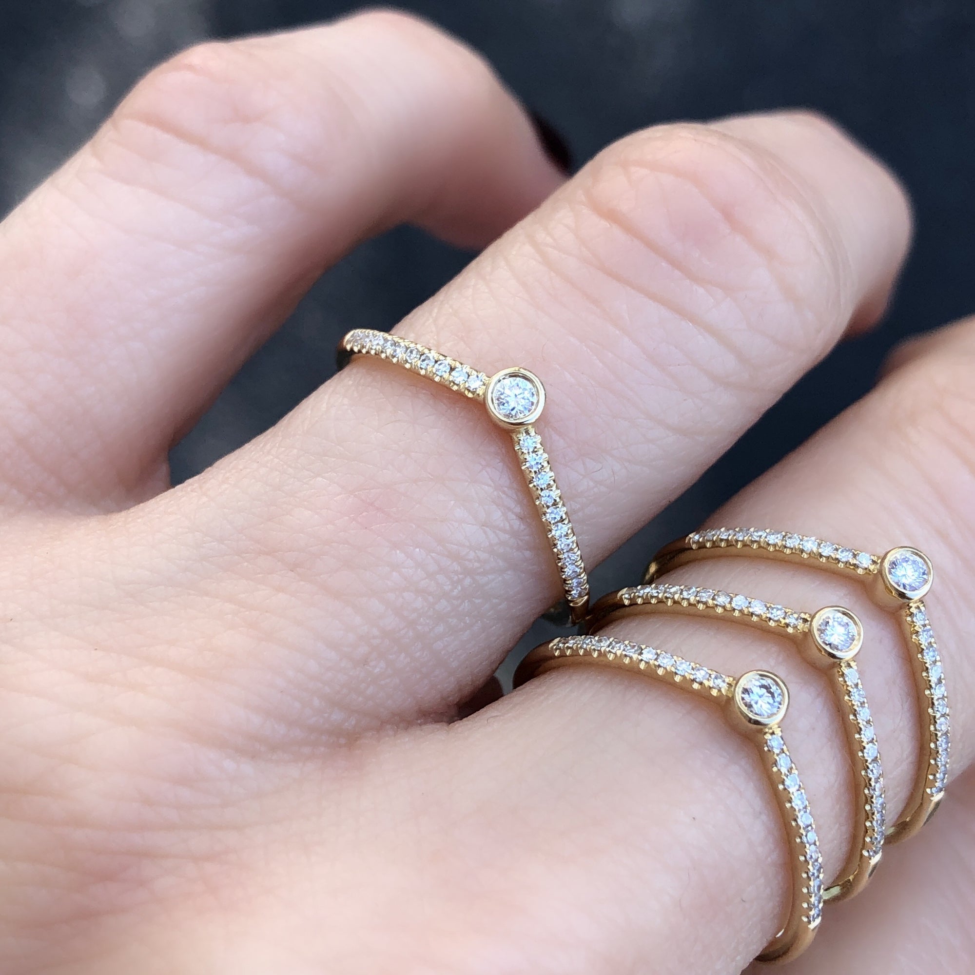 Yellow Gold V Shape Band Thin