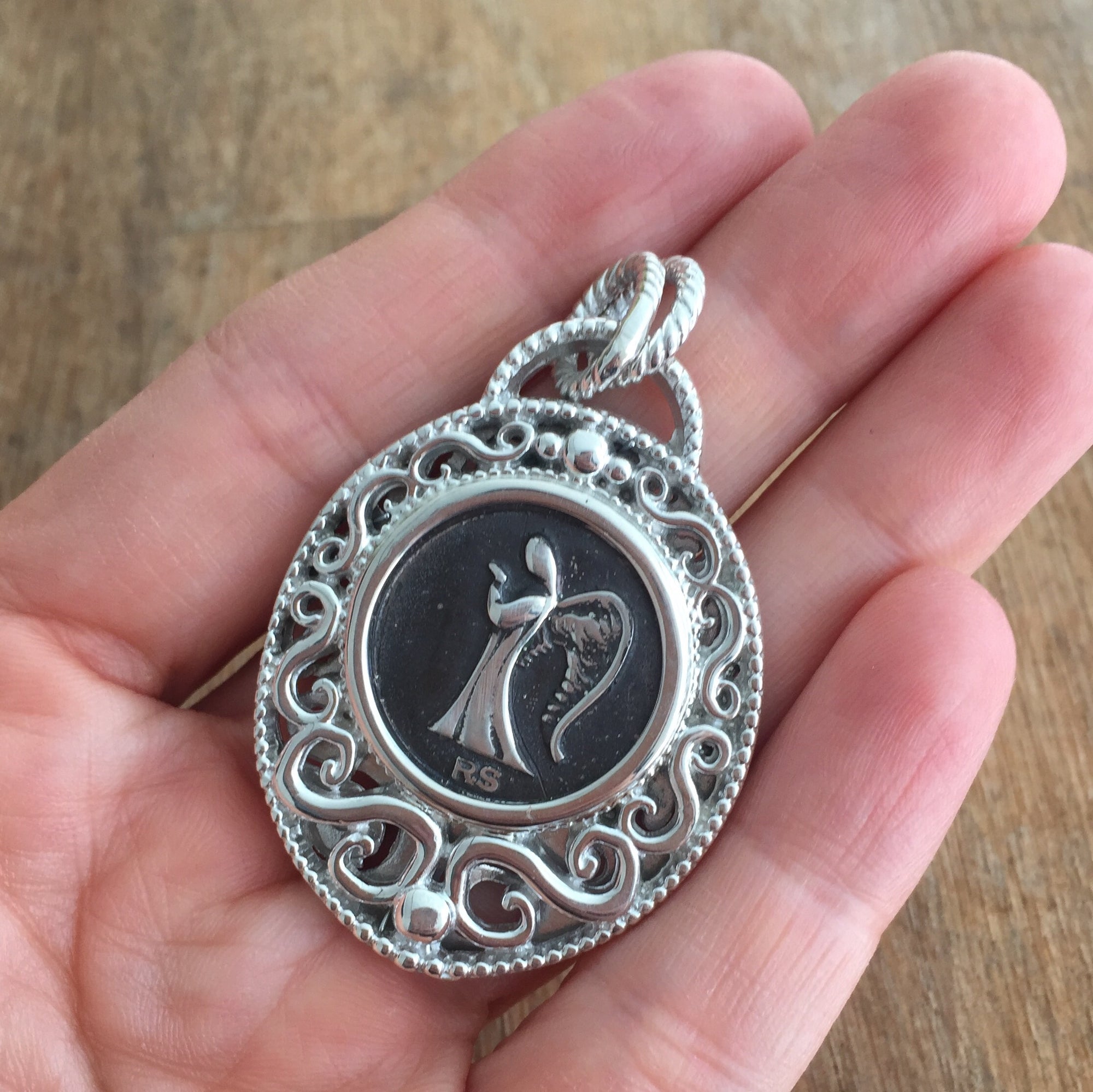 Swirls Guardian Angel Pendant