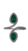 Emerald Two Stone Moi et Toi Ring