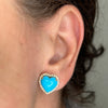 Yellow Gold and Diamond Bubblegum Heart Sleeping Beauty Turquoise Earrings