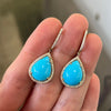 Yellow Gold Turquoise and Diamond Drop Earrings