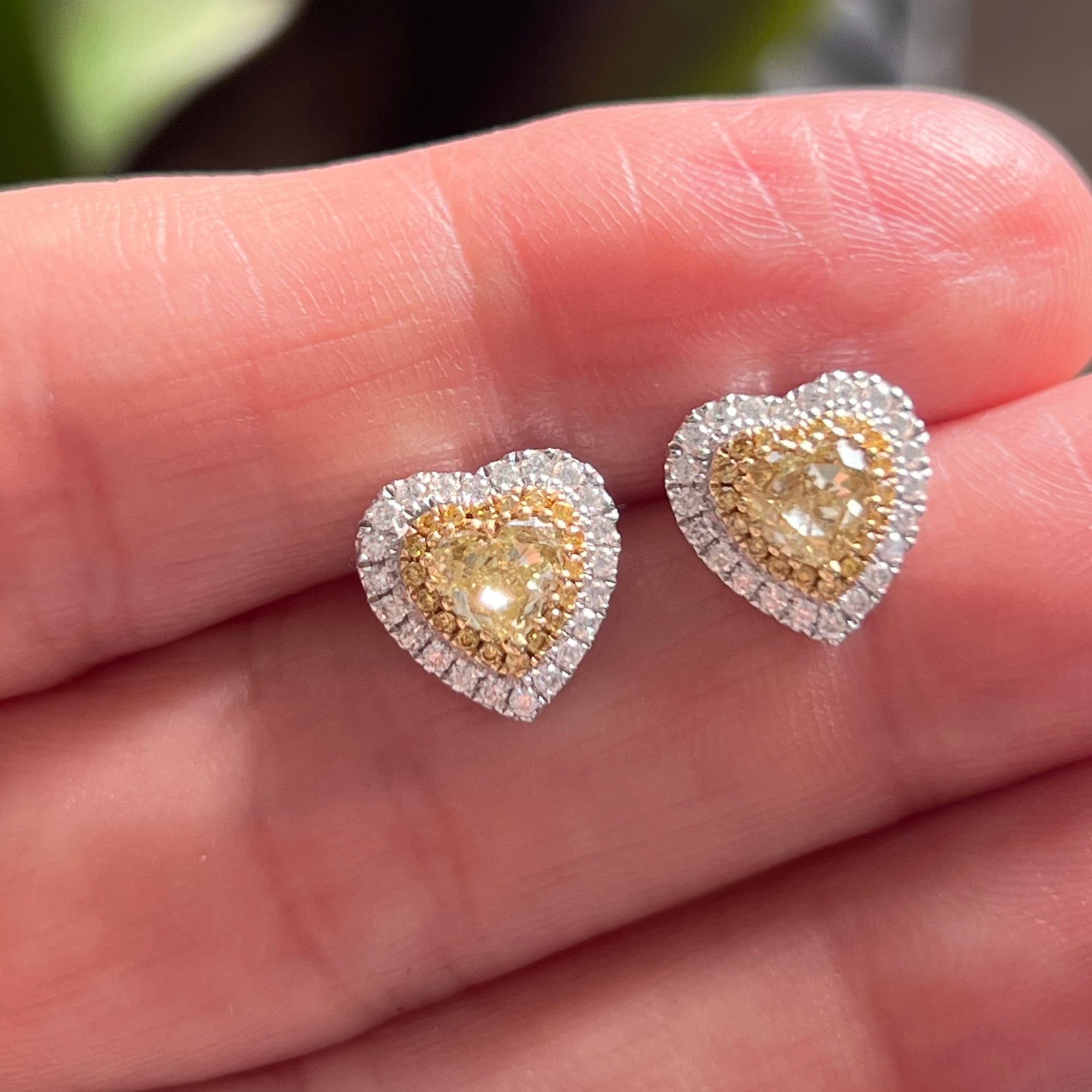 Yellow diamond heart earrings Clearance
